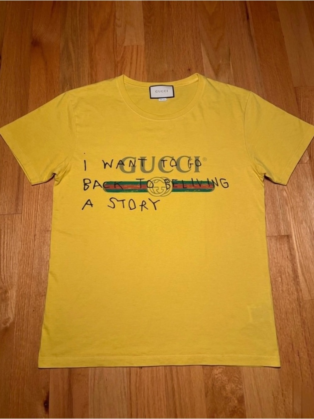 Gucci Logo Graffiti Yellow Tshirt 🔥
